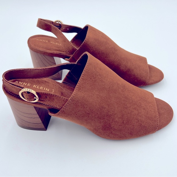 ANNE KLEIN - Rella Faux Suede Open Toe Slingback Heels - Picture 5 of 7